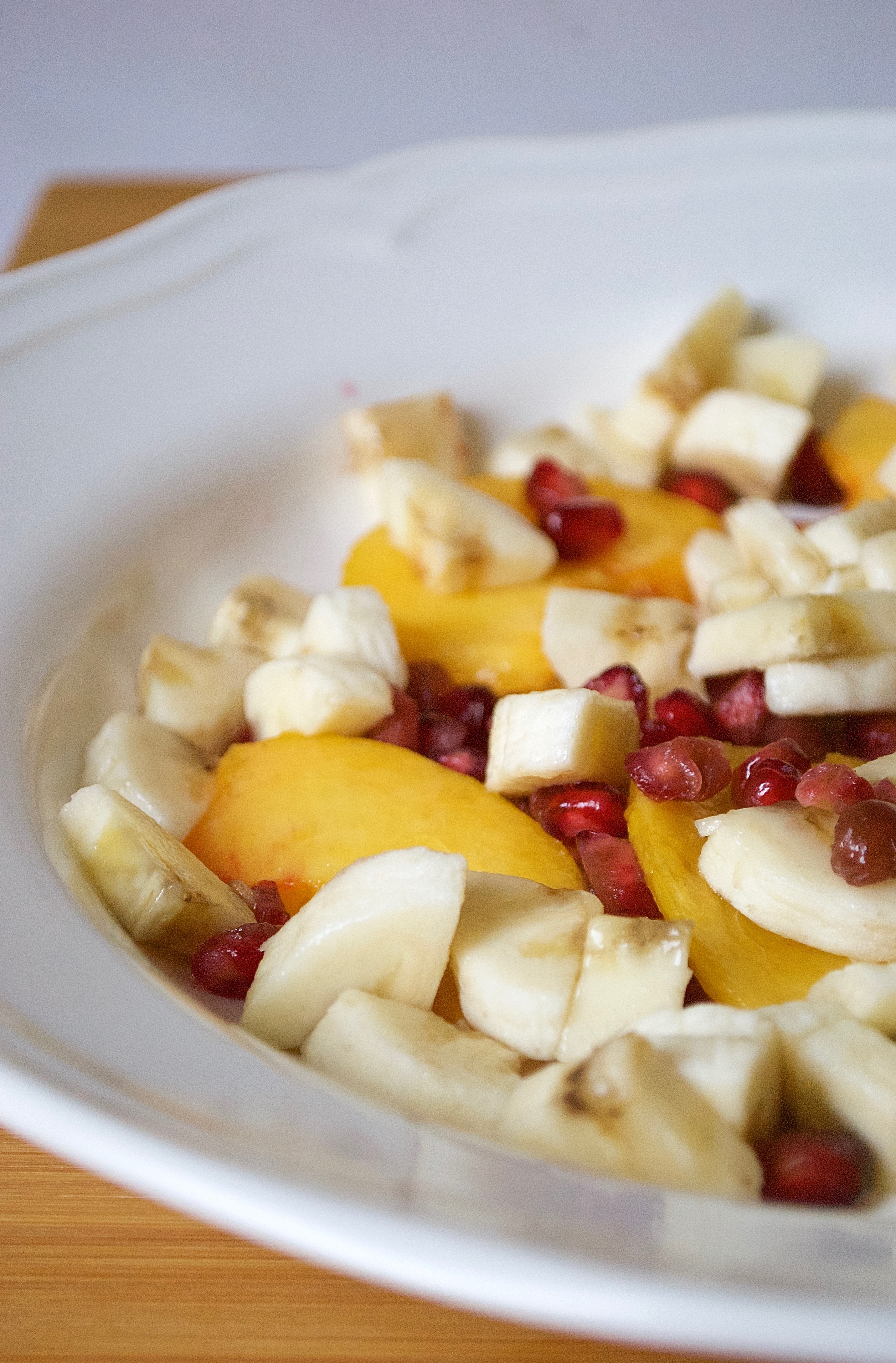 Banana, Peach and Pomegranate Fruit Salad