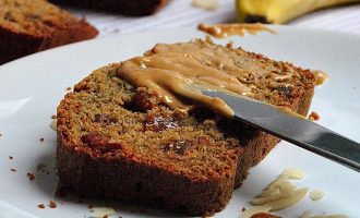 Healthy Banana Bread with Sultanas and Amaretto. This banana bread is gluten, dairy and refined sugar free- perfect for a mid afternoon treat, you would never guess this was a healthier bake!
