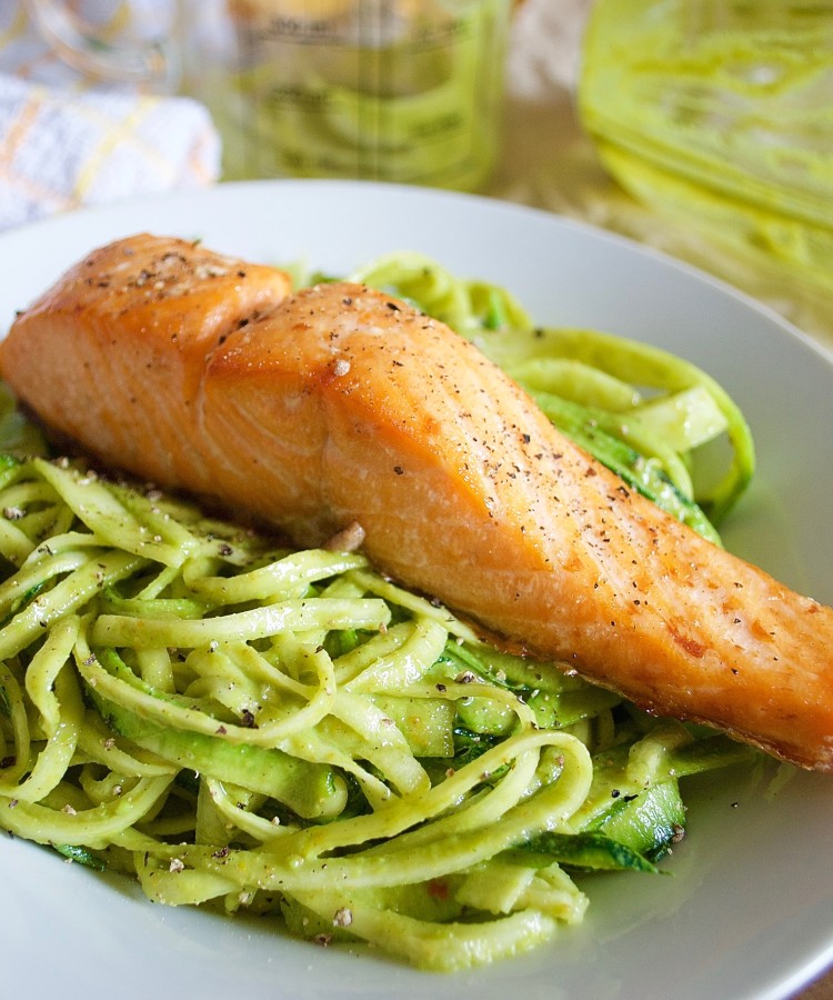 Creamy, Curried Courgetti with Rainbow Trout
